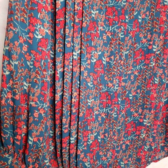 AVA & VIV Floral Pleated Long Sleeve Blouse X - Picture 2 of 10